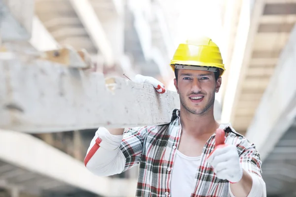 stock image Hard worker on construction site