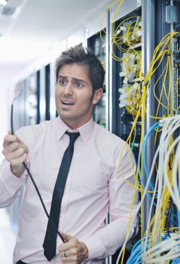 System fail situation in network server room clipart