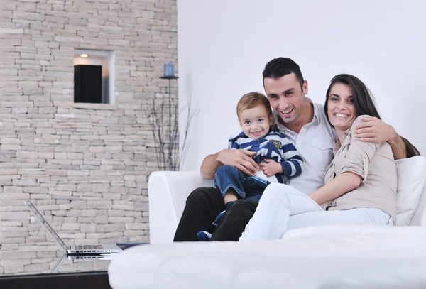 Happy young family have fun at home — Stock Photo, Image