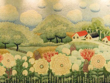 Carpet with nature and house decoration clipart