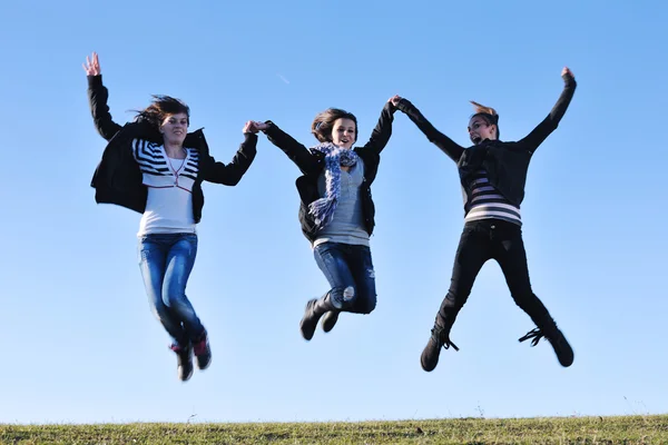 Group of teens have fun outdoor — Stock Photo, Image