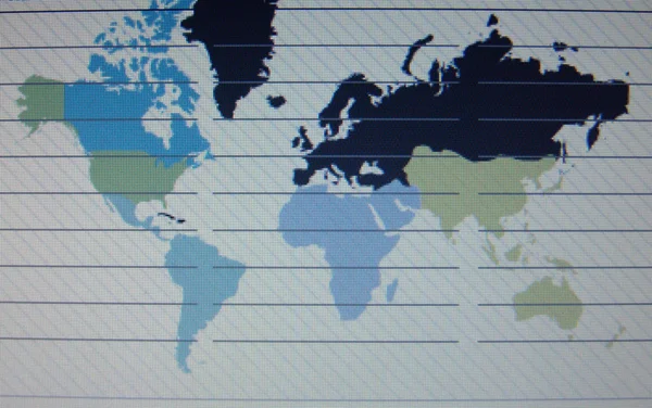 Världen karta makro på tft-skärm — Stockfoto