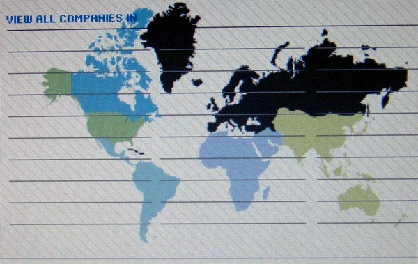 Världen karta makro på tft-skärm — Stockfoto