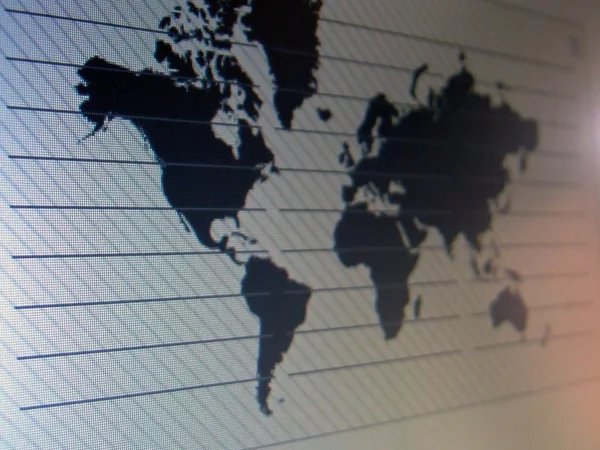 Carte du monde macro sur écran tft — Photo