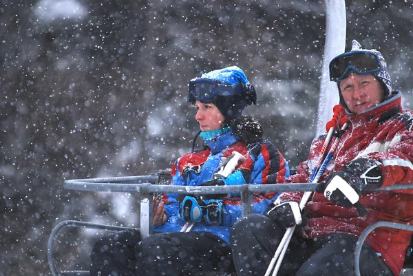 Kış eğlenceli bir sandalye Asansör — Stok fotoğraf