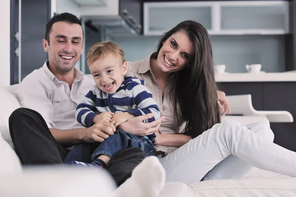 Happy young family have fun at home — Stock Photo, Image