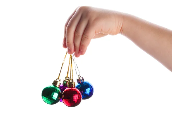Karácsonyi dekoráció a kezében — Stock Fotó