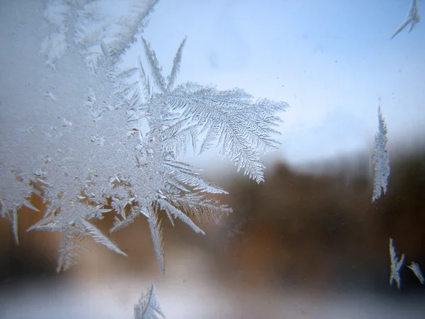 Παγωμένων χειμωνιάτικων παράθυρο — Φωτογραφία Αρχείου