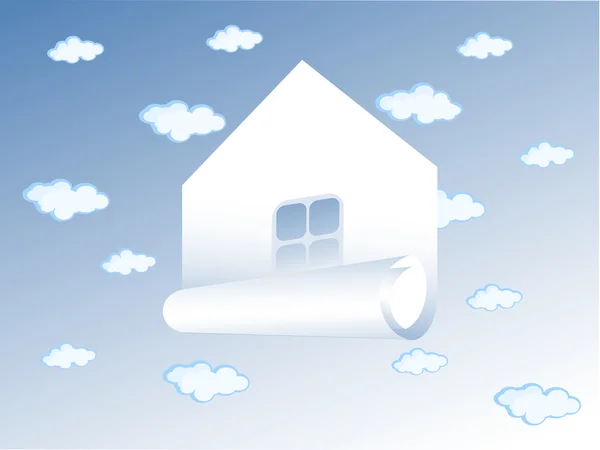 Hus i molnen — Stock vektor