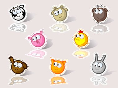 Farm pets heads clipart