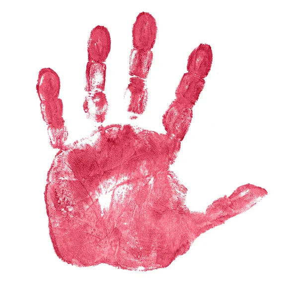 Röda handen ut isolerad på vit — Stockfoto