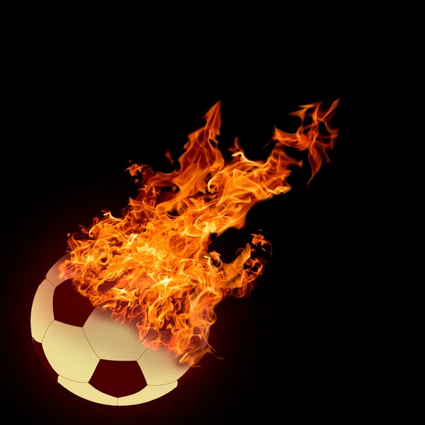 Футбольний м'яч у полум'ї — стокове фото