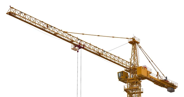 stock image Bright yellow isolated hoisting crane