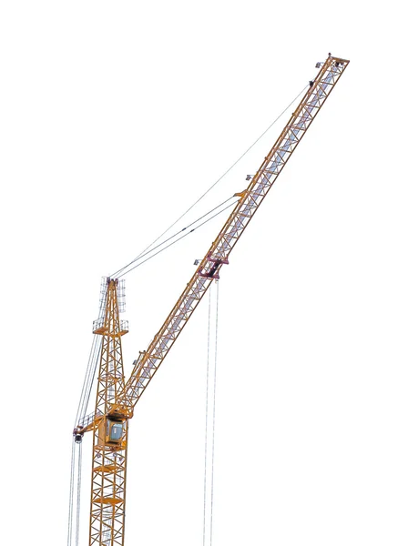 Isolated yellow hoisting crane — Stock Photo, Image