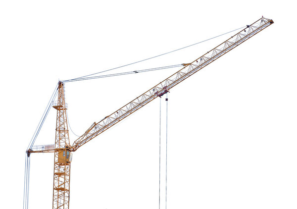 Isolated on white yellow hoisting crane
