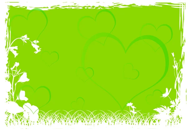 Coeur vert et plantes blanches design — Image vectorielle