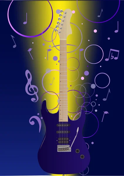 Guitar on musical background — Stock Vector