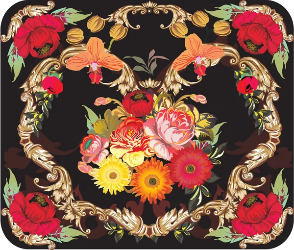 ポピー フレームの花の装飾 — ストックベクタ