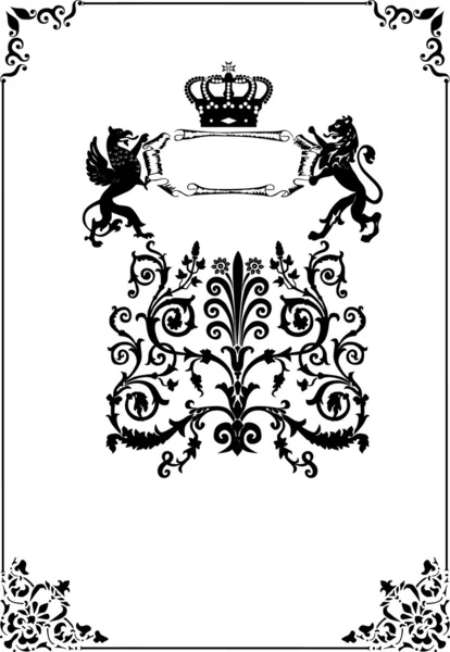 Cadre avec lion héraldique et dragon — Image vectorielle