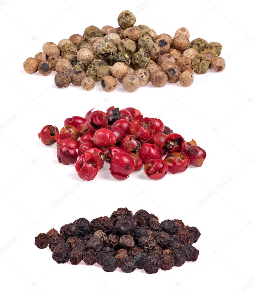 Set of pepper heaps isolated on white