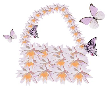 light lily woman bag with butterflies clipart