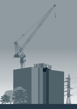 grey industrial building construction clipart