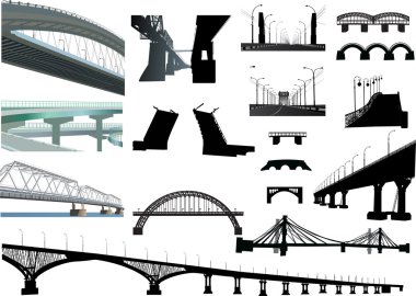 set of isolated bridges clipart