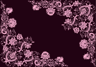 pink two coners design with flowers clipart