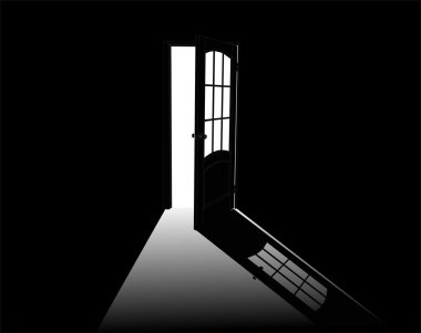 open door outline illustration clipart