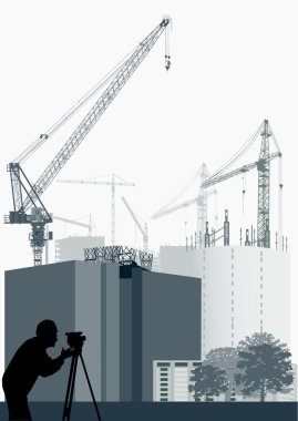 geodesist and house construction illustration