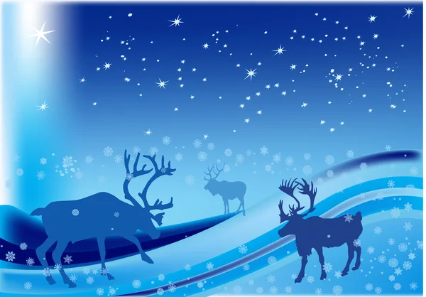 蓝色圣诞雪花鹿 — 图库矢量图片