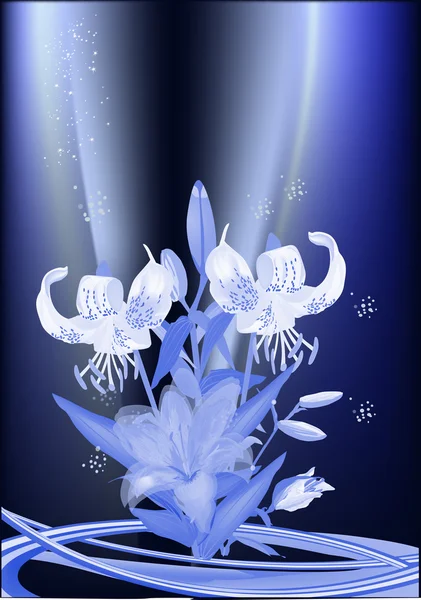 Modré lilie květiny design — Stockový vektor