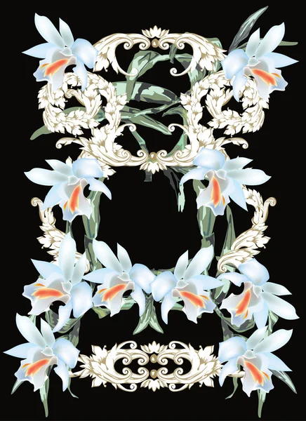 Decoratie met witte orchideebloemen — Stockvector