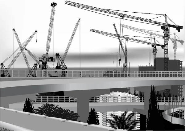 Illustration de construction de grands ponts — Image vectorielle