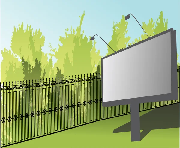 Billboard u plotu zelený park — Stockový vektor
