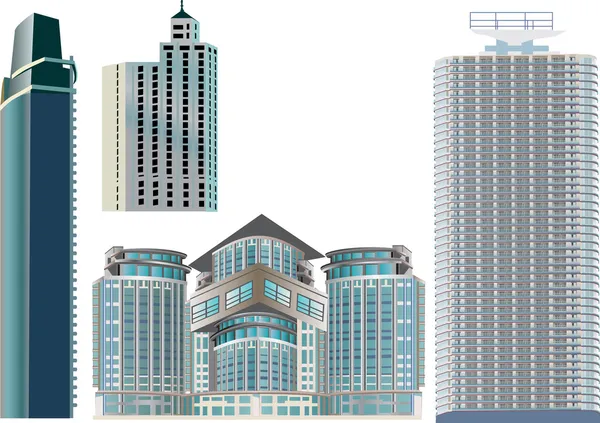 Cuatro edificios modernos — Archivo Imágenes Vectoriales