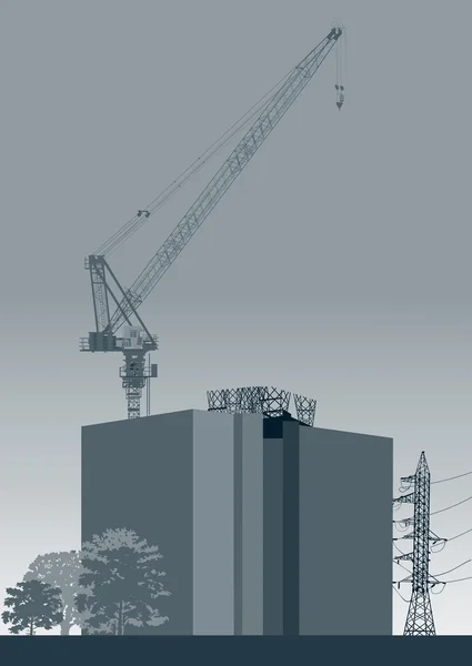 Grey industrial building construction — Stock Vector