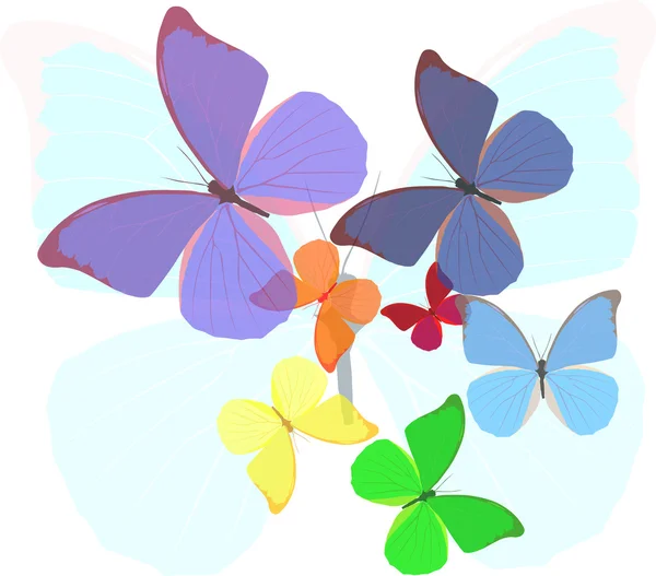 Rainbow colors butterflies illustration — Stock Vector