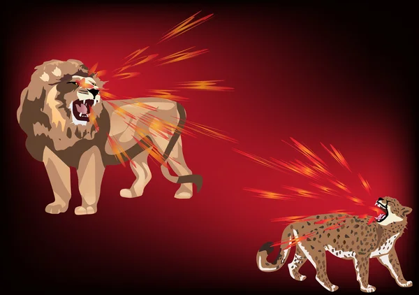 Иллюстрация льва и леопарда — стоковый вектор