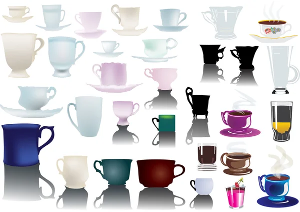 Different isolated cups collection — Stock Vector