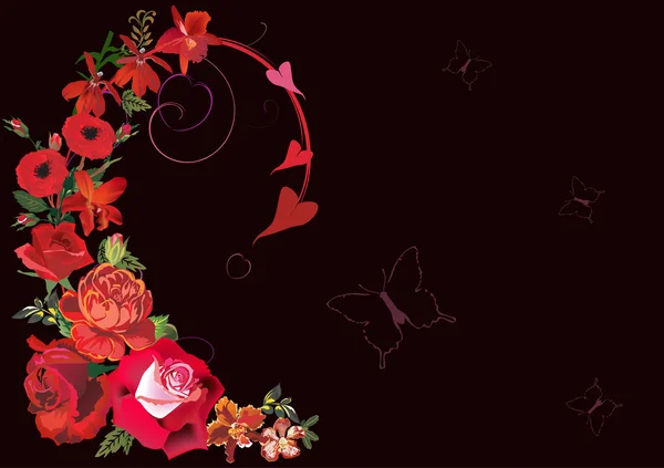 Rosas rojas rizo en marrón — Archivo Imágenes Vectoriales