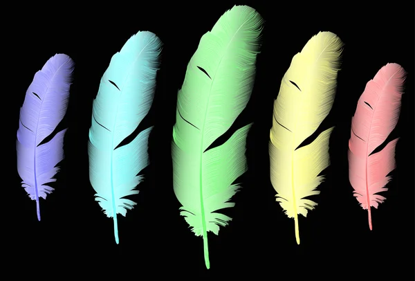 Иллюстрация радужных перьев — стоковый вектор