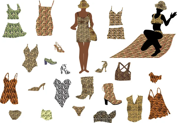 Женщины и текстурированные различные платья — стоковый вектор