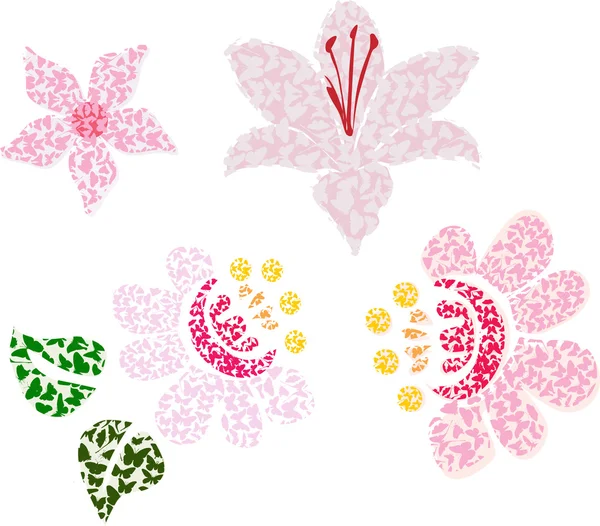 Růžové zdobené květy ilustrace — Stockový vektor