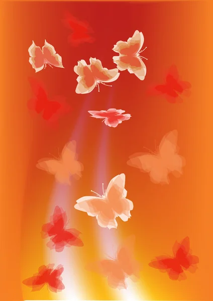 Rode en oranje butteflies achtergrond — Stockvector