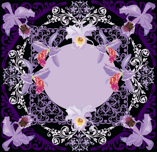 Diseño con flores de orquídea lila — Archivo Imágenes Vectoriales