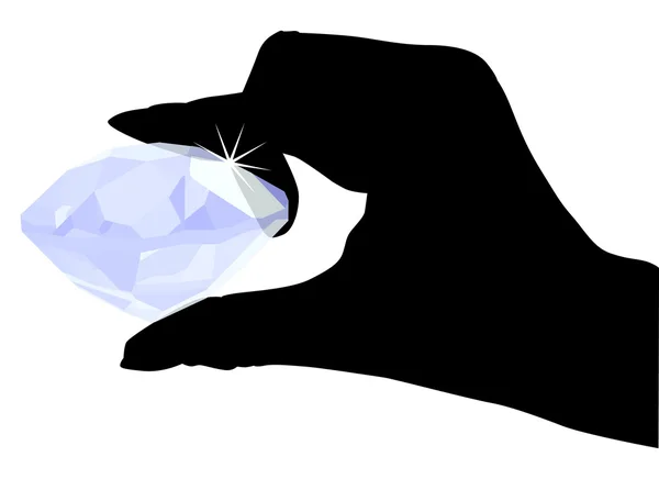 Grande diamante na mão humana — Vetor de Stock