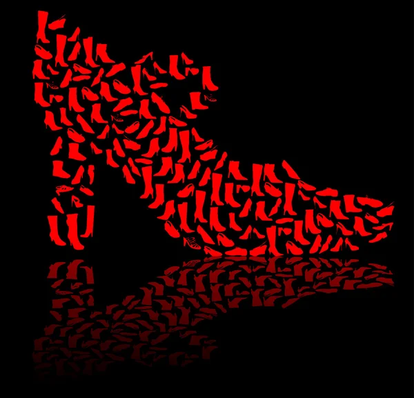 Красные женские туфли изолированы на черном — стоковый вектор