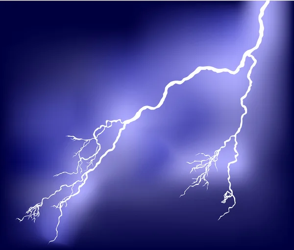 White lightning in lilac sky illustration — Stock Vector