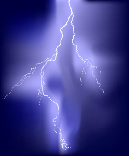 Illustration avec foudre dans le ciel lilas — Image vectorielle
